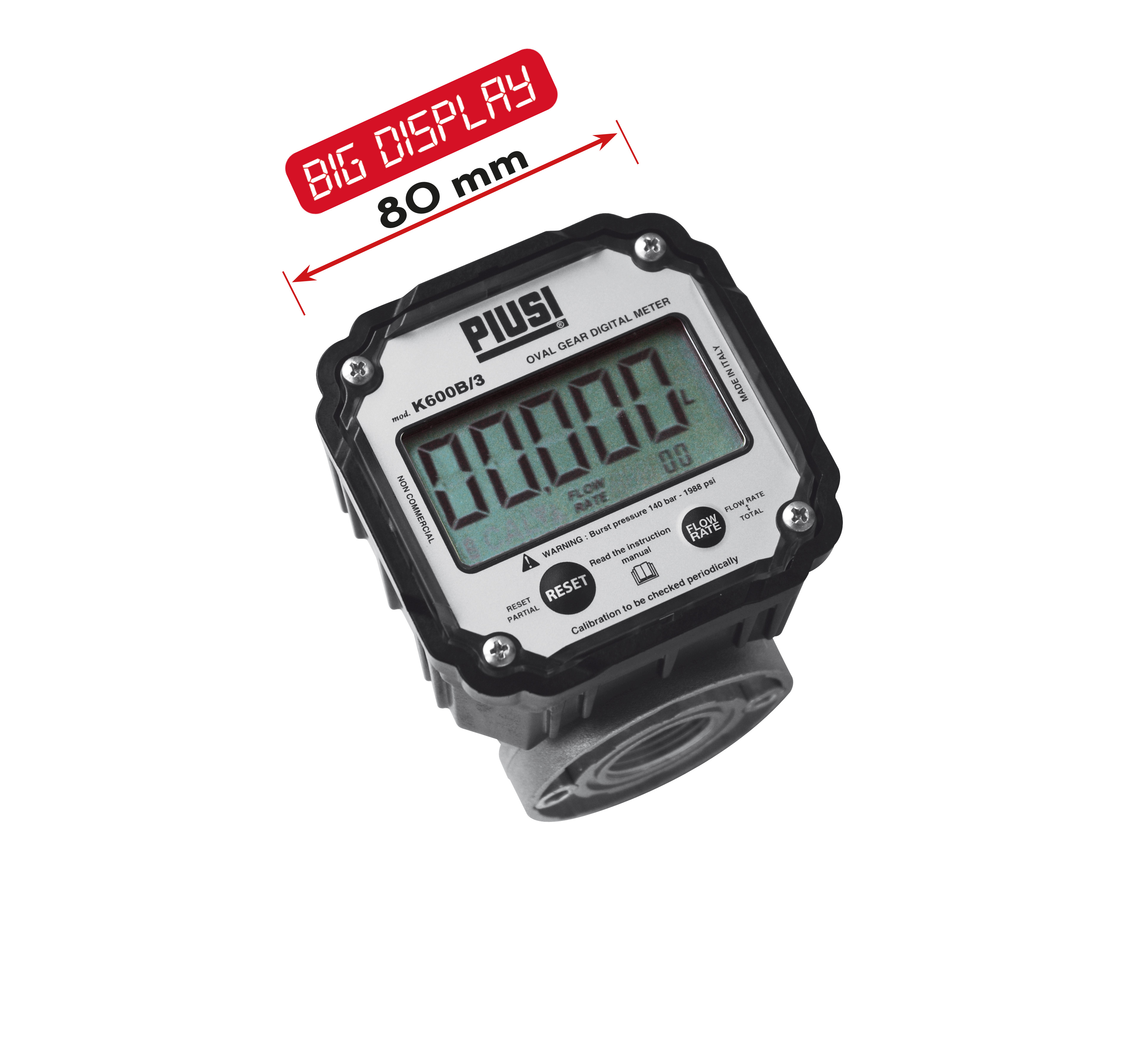 max. Durchfluss 10-100 l/min, großes Display